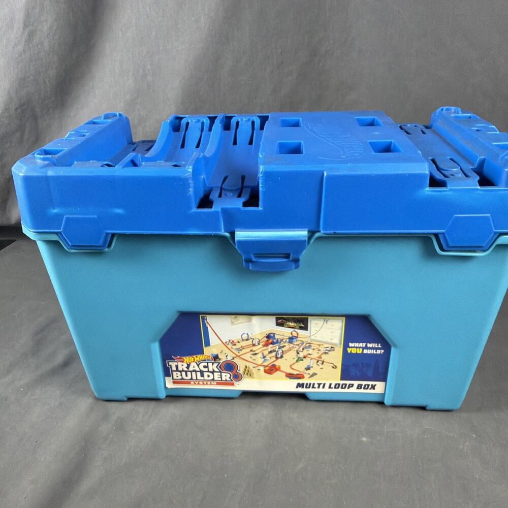 Hot Wheels Track Builder Multi Loop Box Track Set w/ Storage Case Blue/Orange